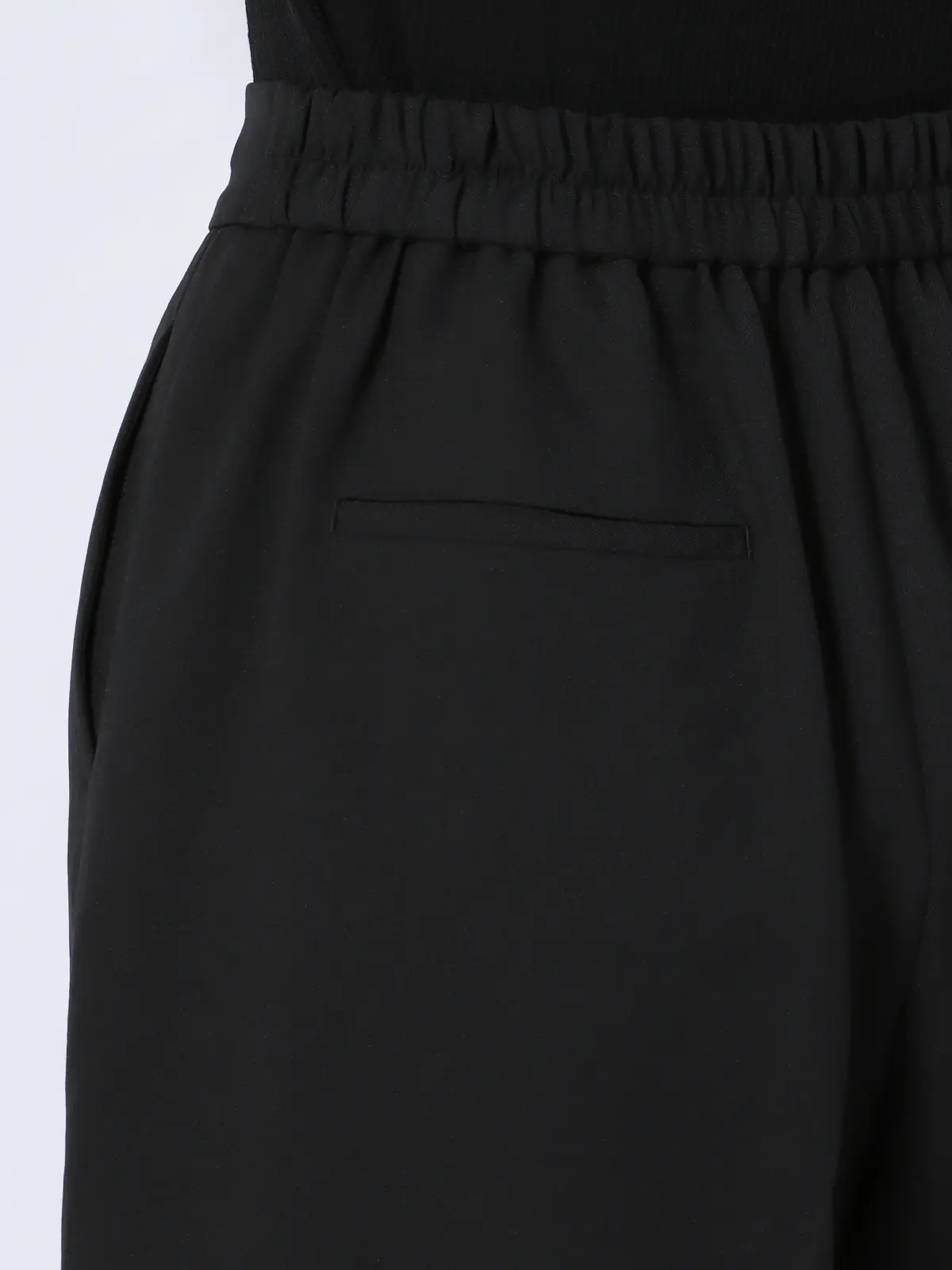 WEB限定／カセット服／ピンタックショートパンツ／ウォッシャブル／メランジツイル／無地 ブラック 36(7号）