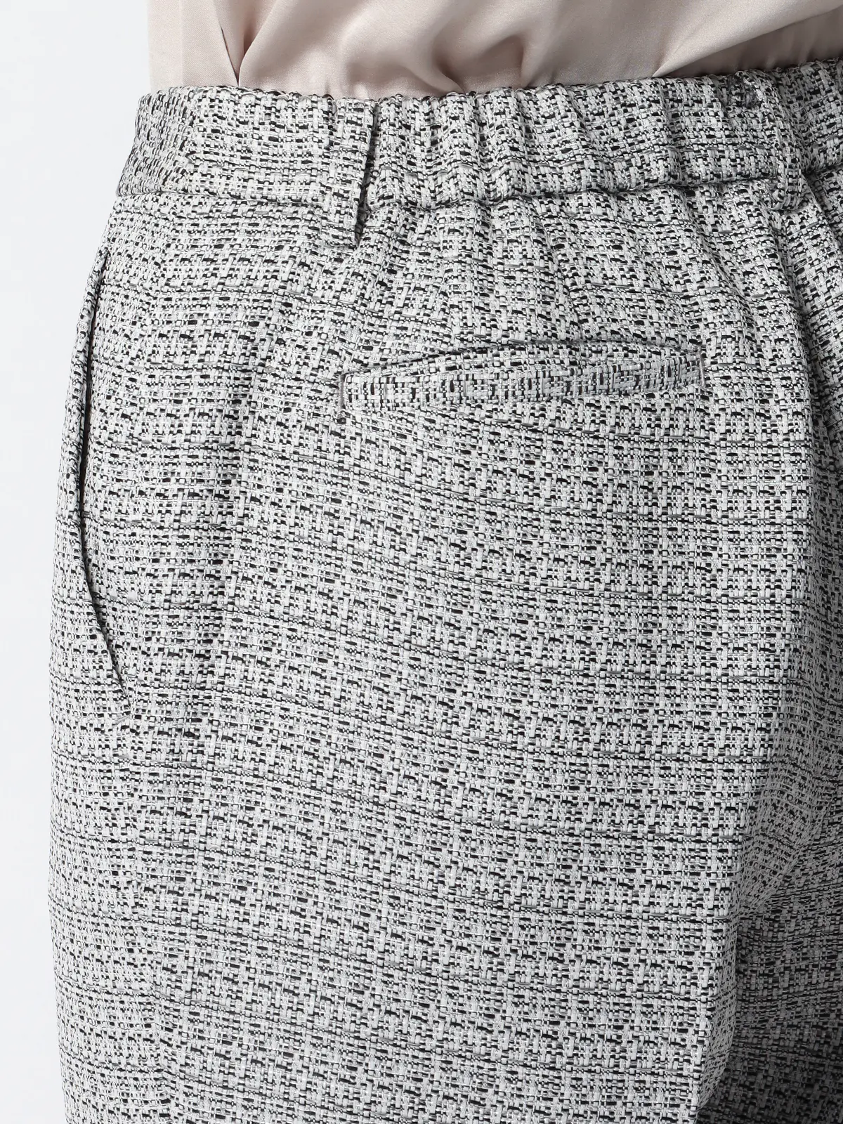 タックテーパードパンツ／ハンドウォッシュ／ツイード／織柄 ホワイト 36(7号）