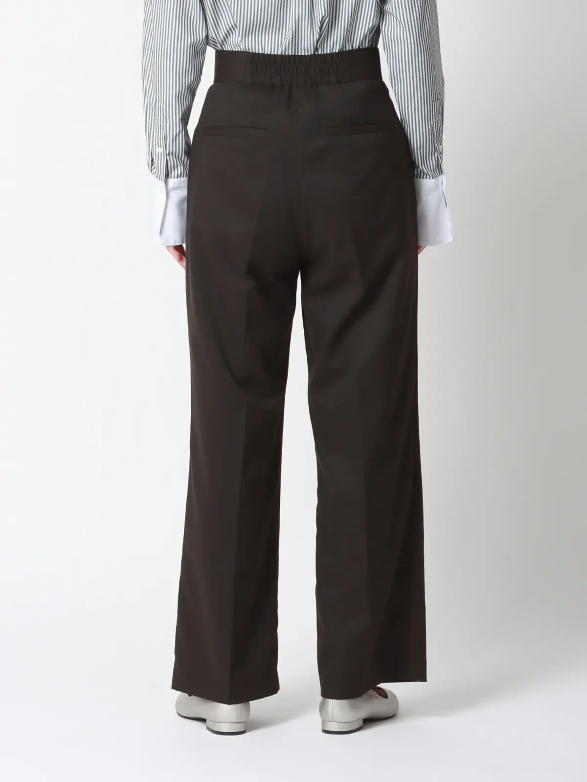 WEAR SHiFT/タックワイドパンツ/尾州/リサイクルウールブレンド/無地 ブラウン 36(7号)