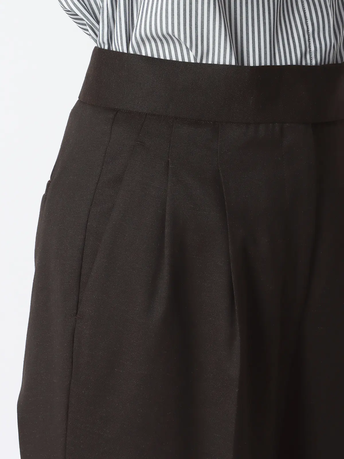 WEAR SHiFT/タックワイドパンツ/尾州/リサイクルウールブレンド/無地 ブラウン 36(7号)