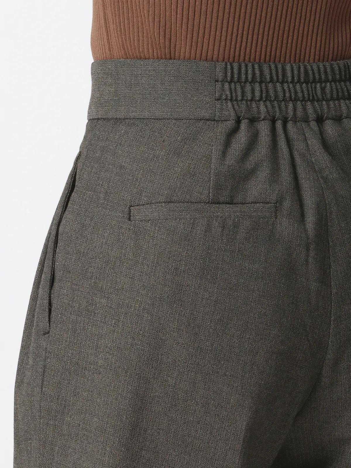 WEAR SHiFT／タックワイドパンツ／尾州／リサイクルウールブレンド／ヘリンボーン ベージュ 38(9号）