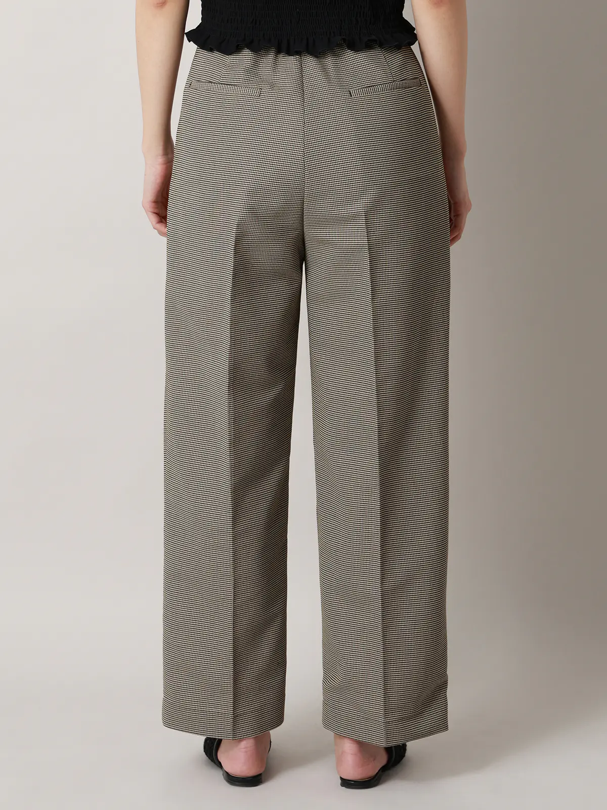 【2／23　23:59までWEB先行販売中】CIS.／タックテーパードパンツ／ハウンドトゥース ベージュ 34(5号）