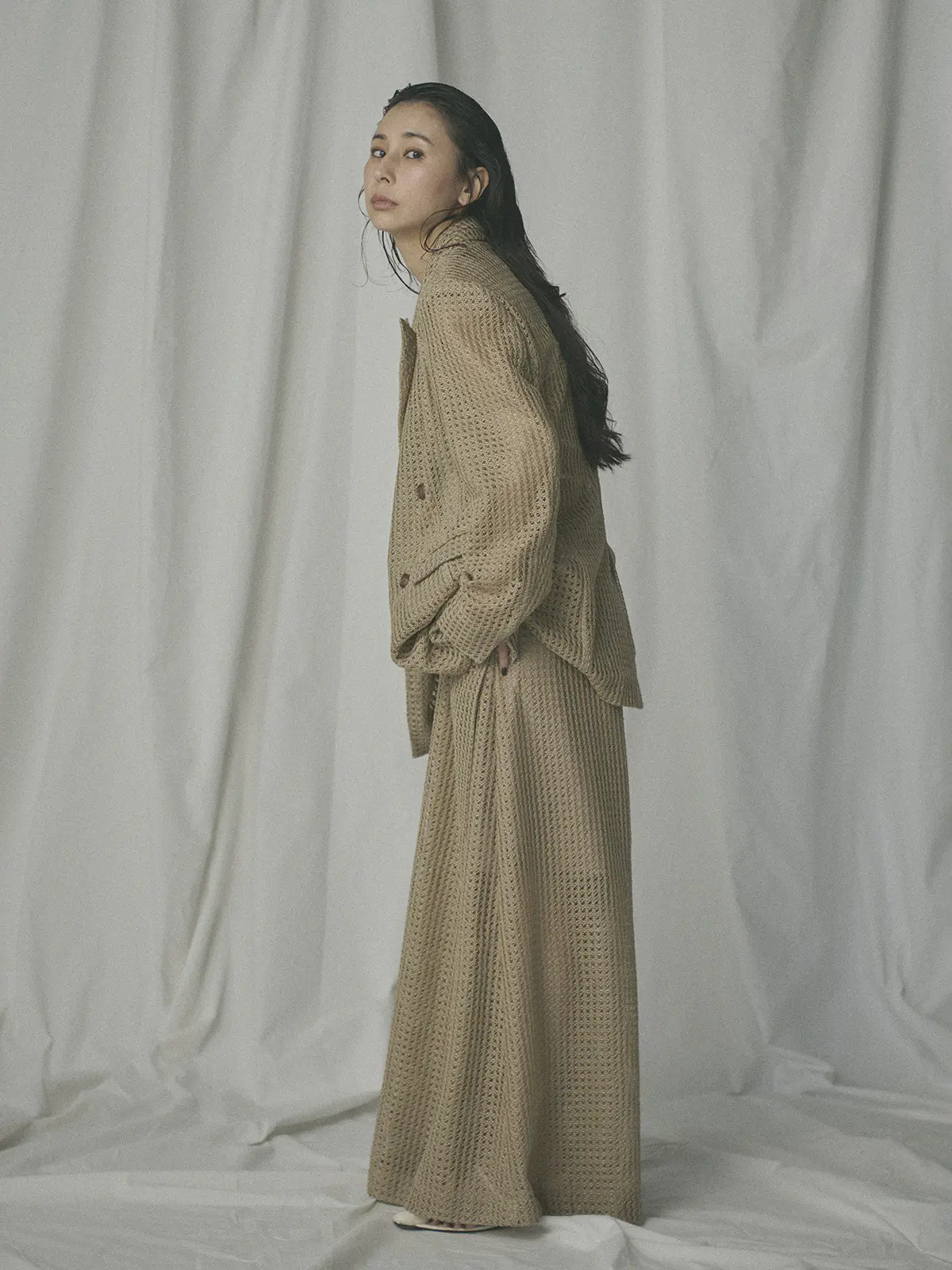 CIS．／フレアパンツ／ハンドウォッシュ／9Gメッシュレース／無地 ベージュ 34(5号）