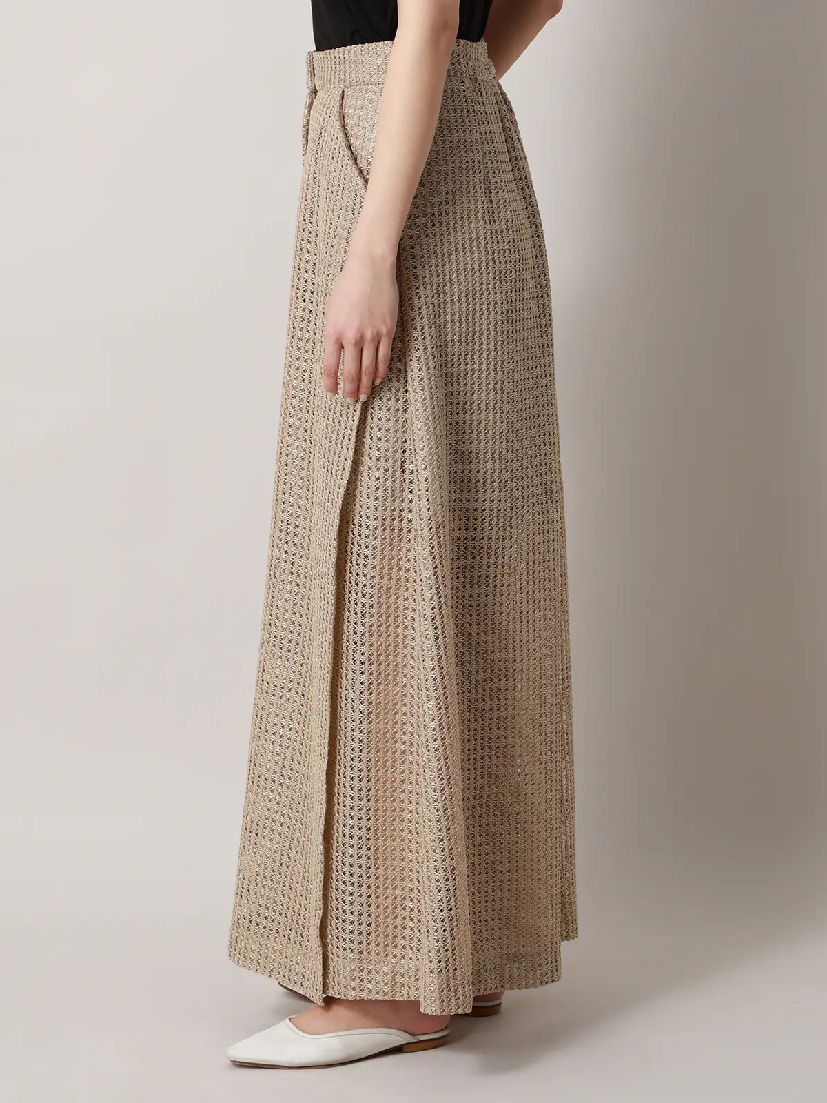 CIS．／フレアパンツ／ハンドウォッシュ／9Gメッシュレース／無地 ベージュ 34(5号）