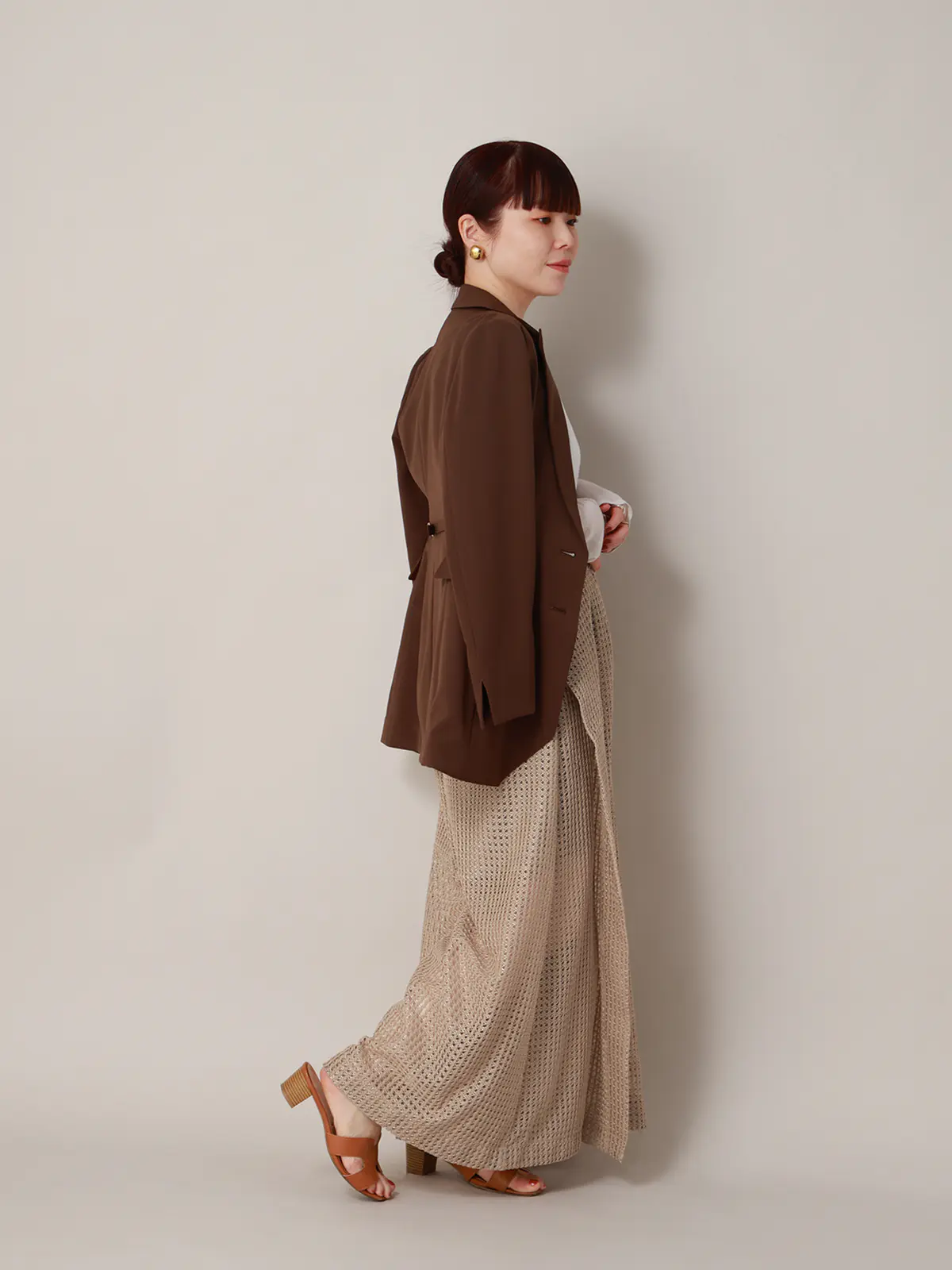 CIS．／フレアパンツ／ハンドウォッシュ／9Gメッシュレース／無地 ベージュ 34(5号）