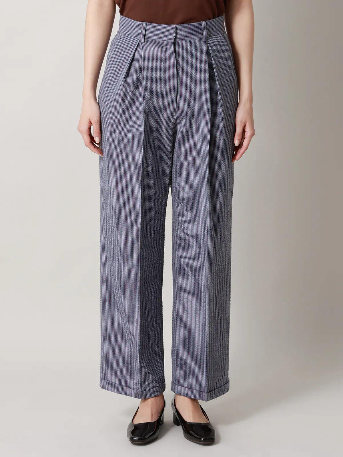 【2／23　23:59までWEB先行販売中】CIS.／ストレートパンツ／ギンガムチェック ブルー 34(5号）