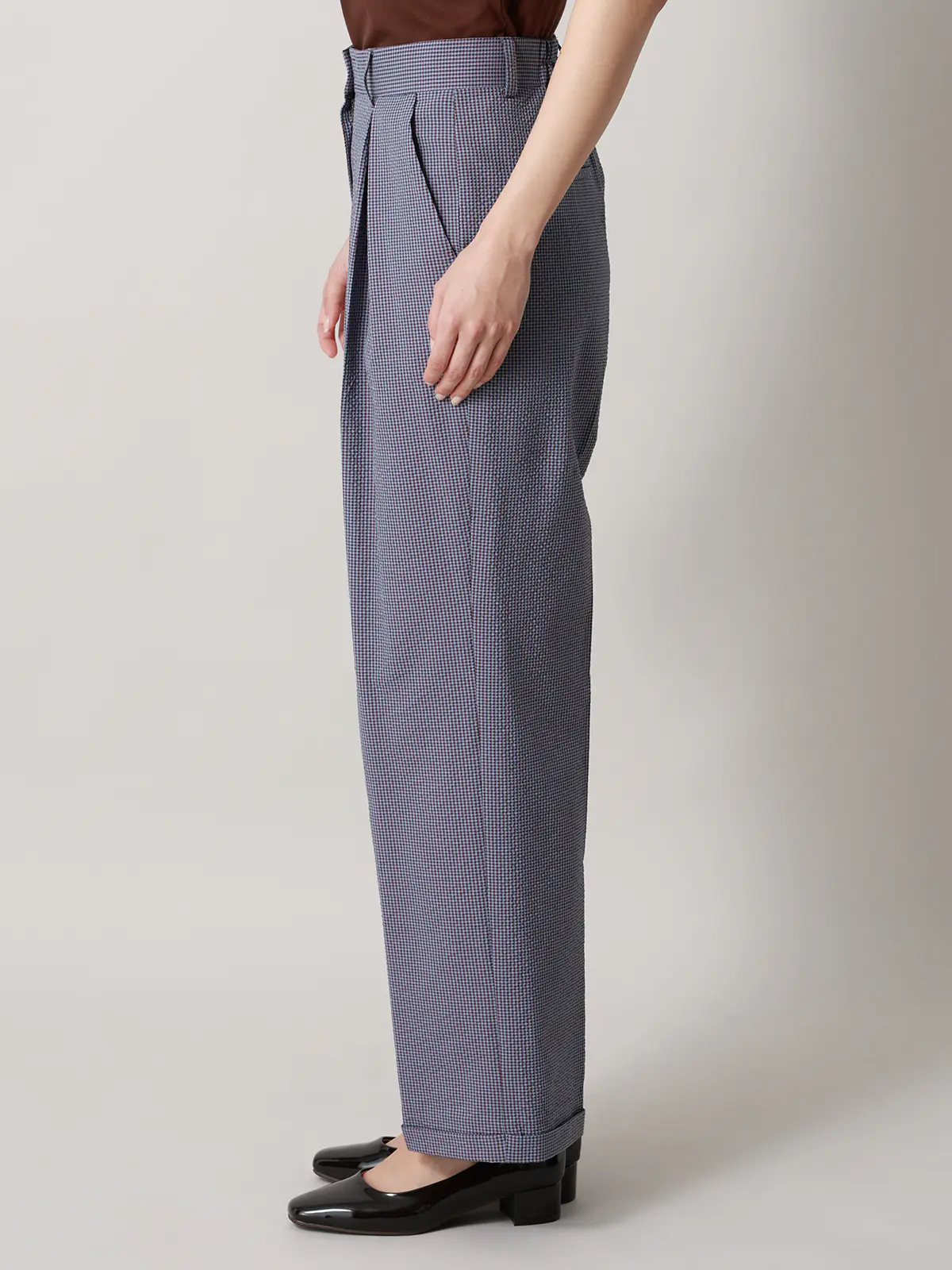 【2／23　23:59までWEB先行販売中】CIS.／ストレートパンツ／ギンガムチェック ブルー 34(5号）