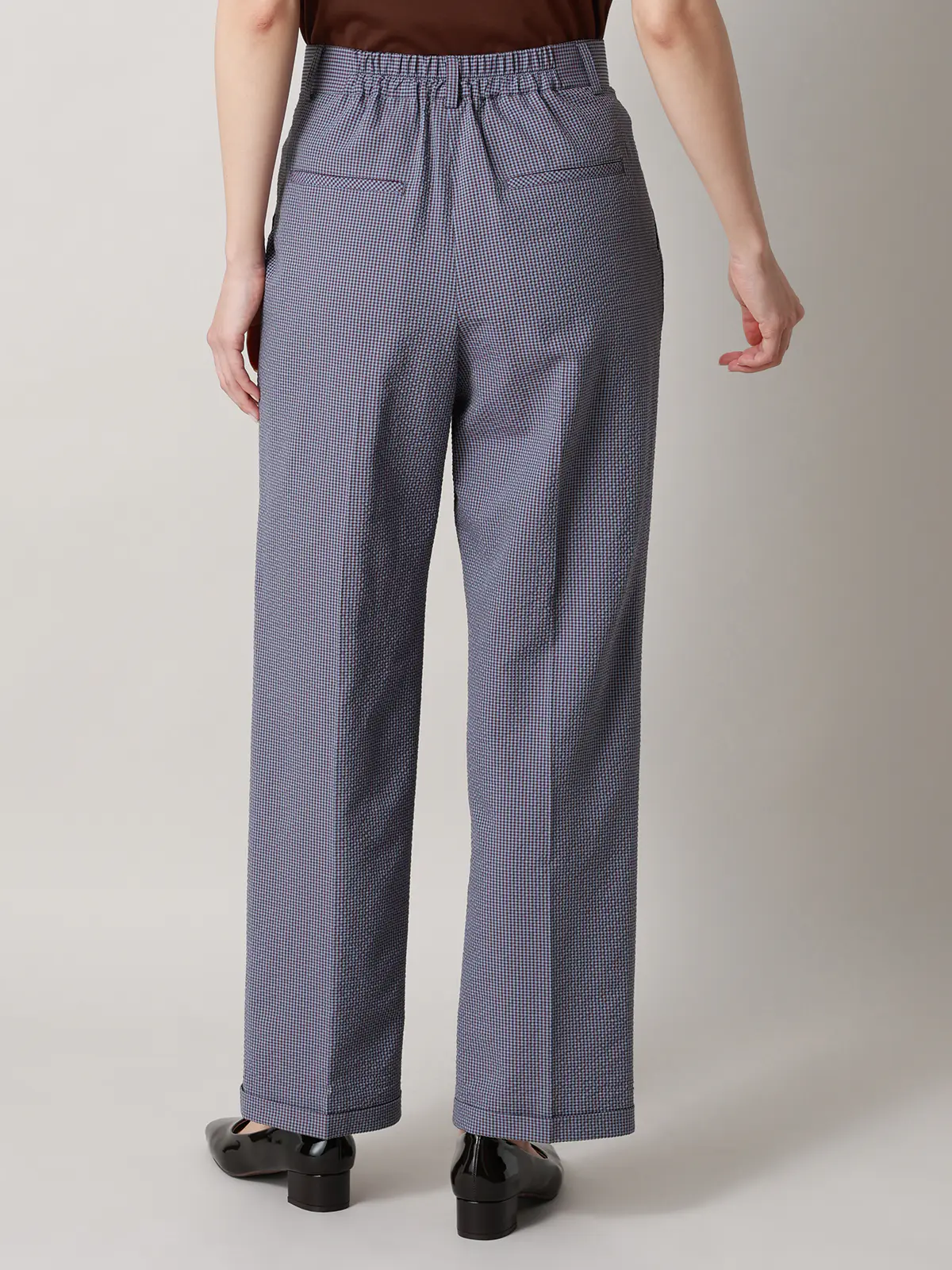 【2／23　23:59までWEB先行販売中】CIS.／ストレートパンツ／ギンガムチェック ブルー 34(5号）