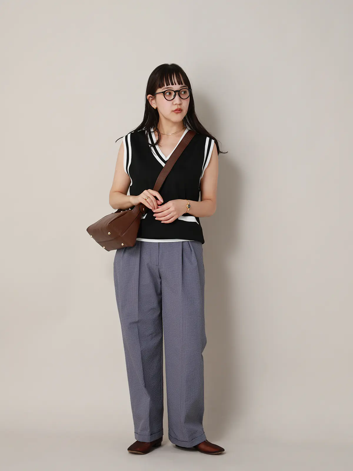 【2／23　23:59までWEB先行販売中】CIS.／ストレートパンツ／ギンガムチェック ブルー 34(5号）