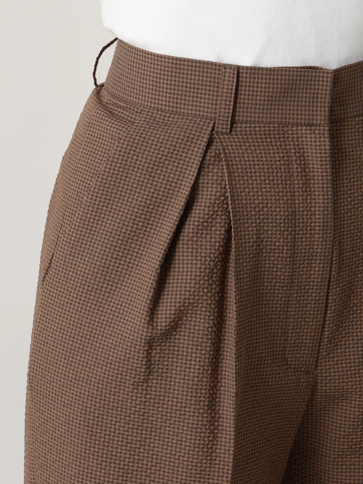 【2／23　23:59までWEB先行販売中】CIS.／ストレートパンツ／ギンガムチェック ブラウン 34(5号）