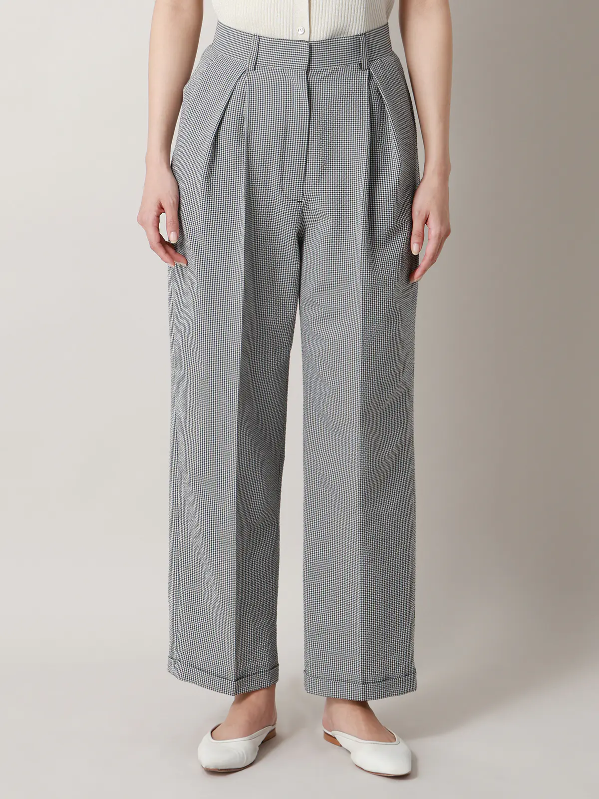 【2／23　23:59までWEB先行販売中】CIS.／ストレートパンツ／ギンガムチェック ブラック 34(5号）