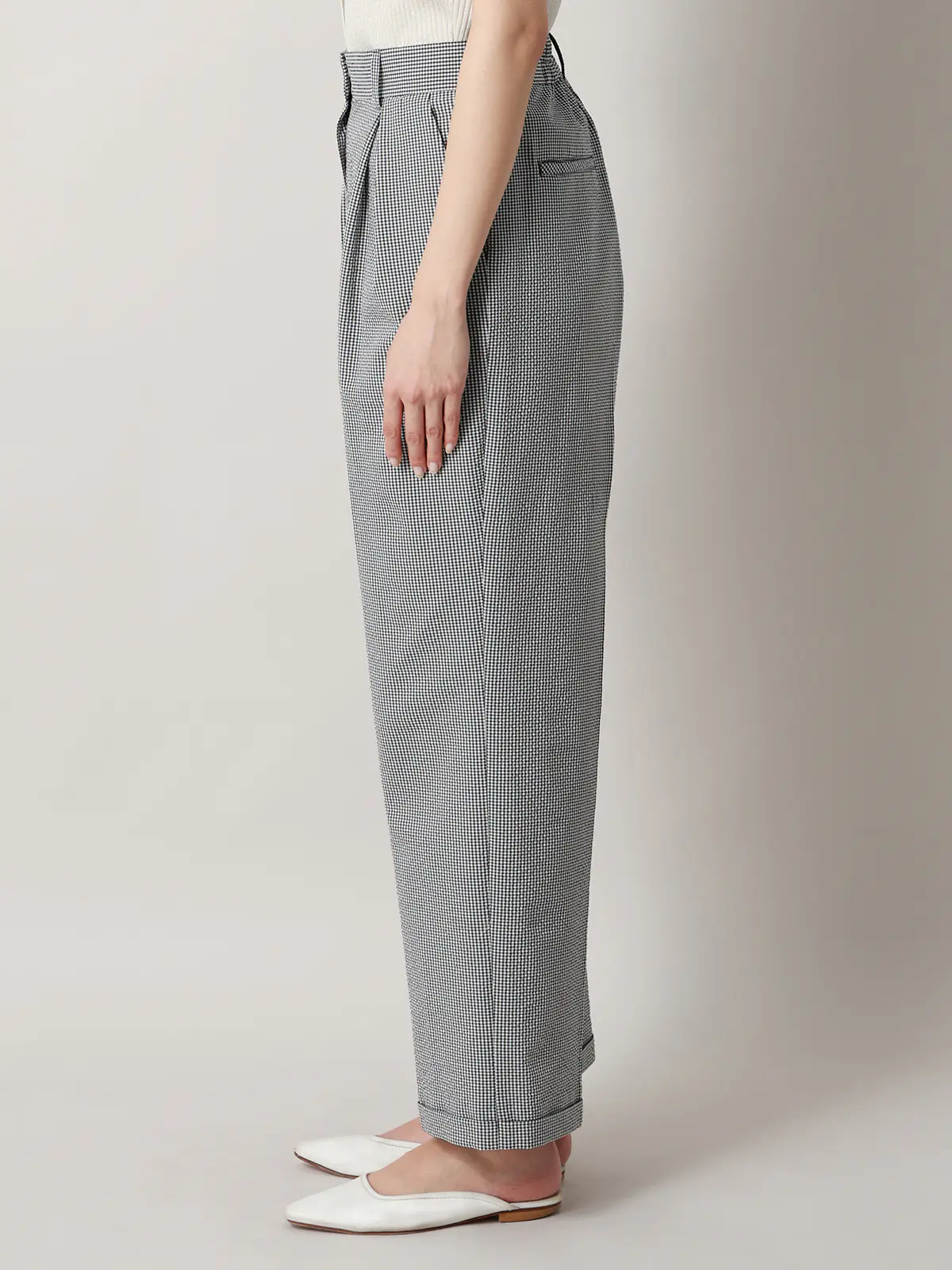 【2／23　23:59までWEB先行販売中】CIS.／ストレートパンツ／ギンガムチェック ブラック 34(5号）