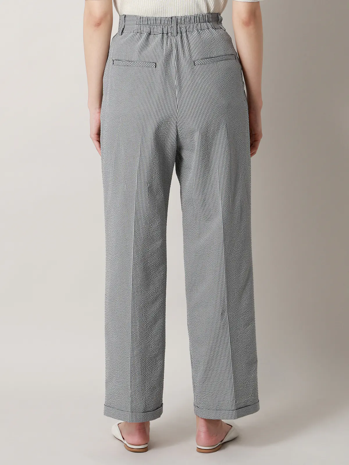 【2／23　23:59までWEB先行販売中】CIS.／ストレートパンツ／ギンガムチェック ブラック 34(5号）