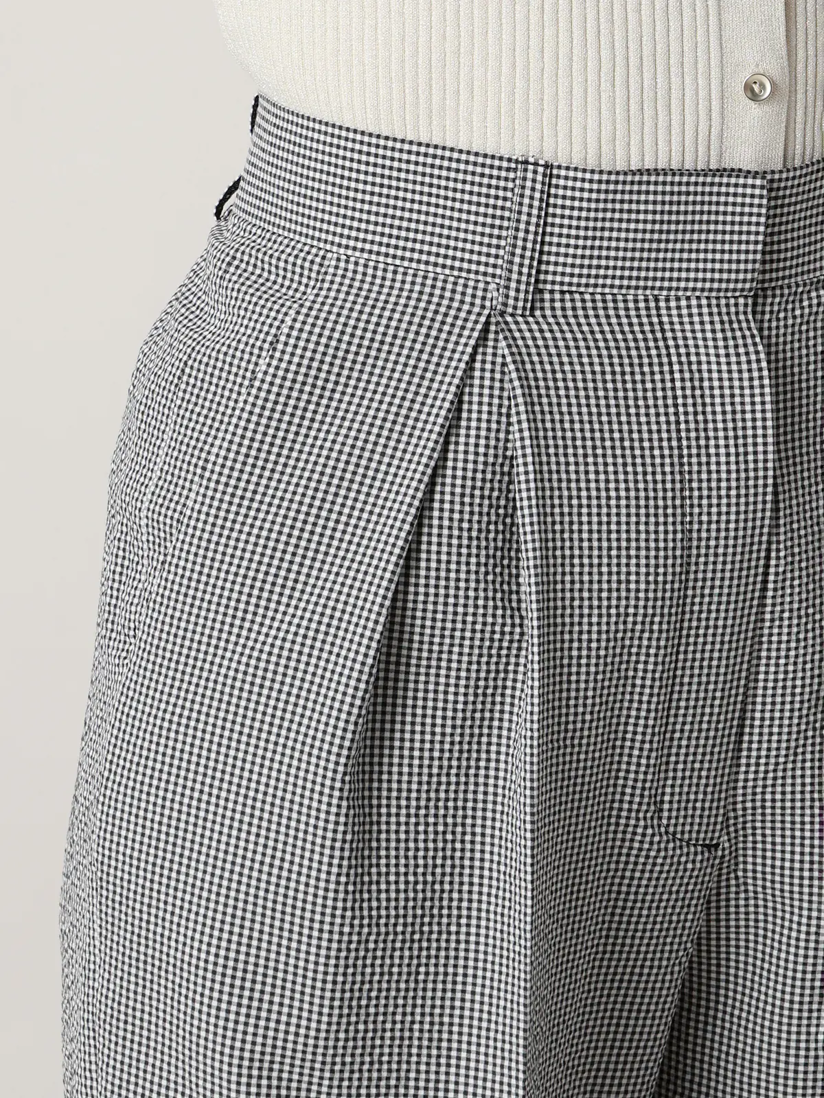 【2／23　23:59までWEB先行販売中】CIS.／ストレートパンツ／ギンガムチェック ブラック 34(5号）