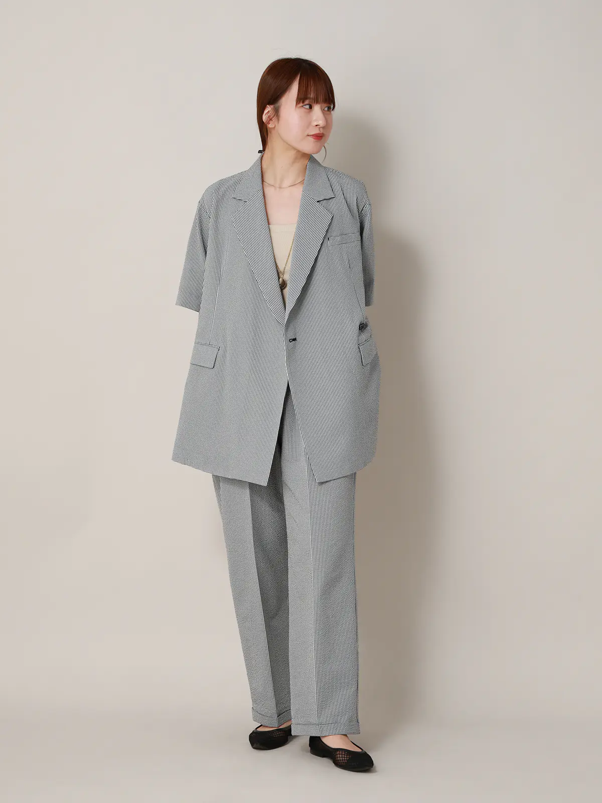 【2／23　23:59までWEB先行販売中】CIS.／ストレートパンツ／ギンガムチェック ブラック 34(5号）