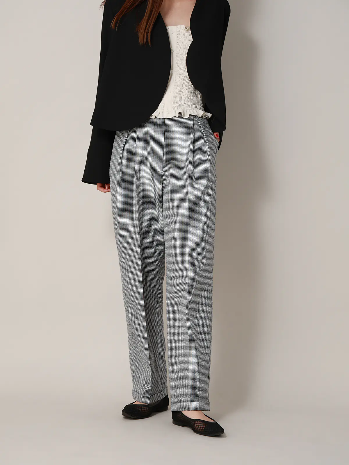 【2／23　23:59までWEB先行販売中】CIS.／ストレートパンツ／ギンガムチェック ブラック 34(5号）