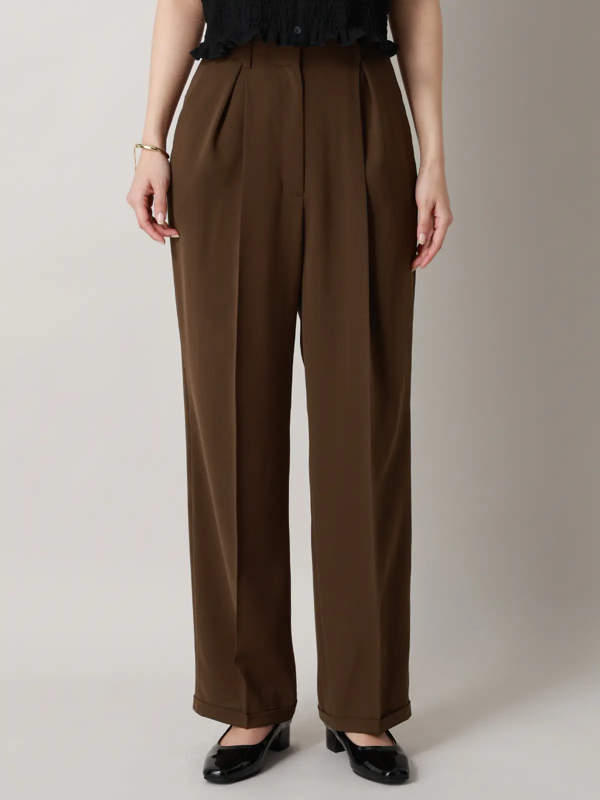 【2／23　23:59までWEB先行販売中】CIS.／ストレートパンツ／無地 ブラウン 34(5号）