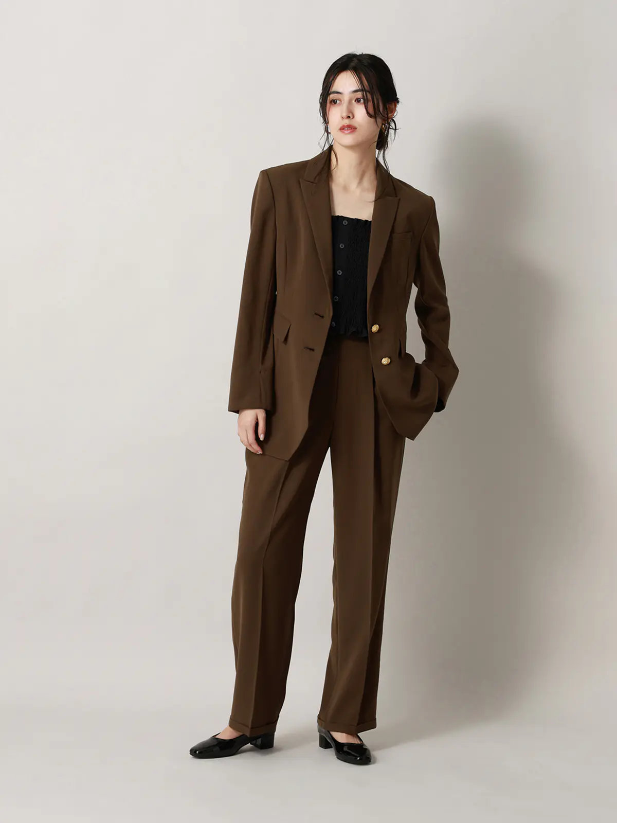 【2／23　23:59までWEB先行販売中】CIS.／ストレートパンツ／無地 ブラウン 34(5号）