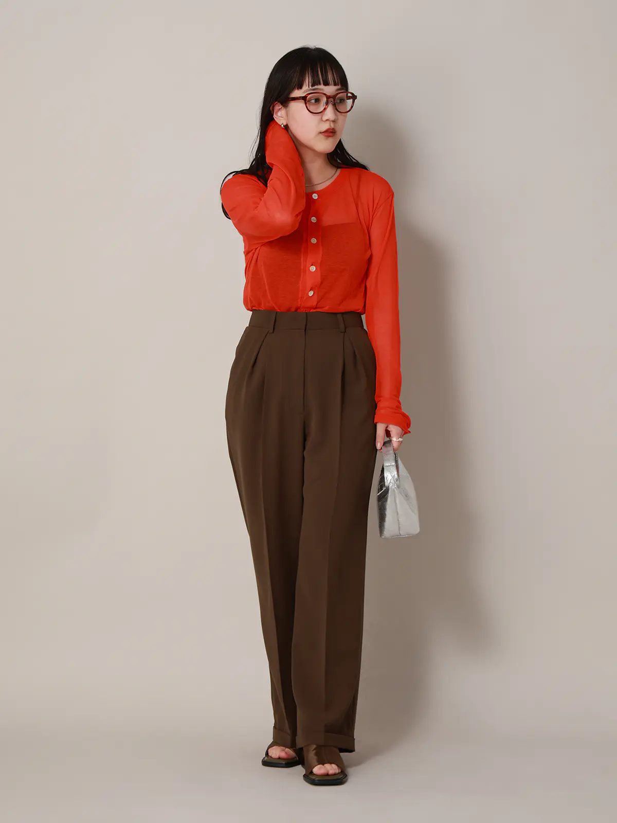 【2／23　23:59までWEB先行販売中】CIS.／ストレートパンツ／無地 ブラウン 34(5号）