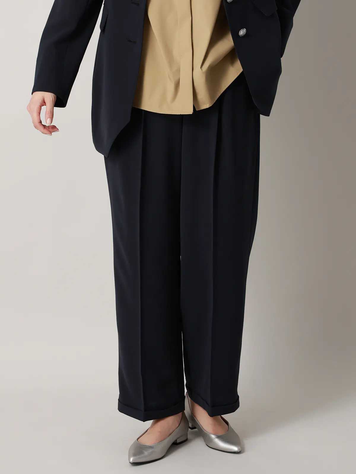 【2／23　23:59までWEB先行販売中】CIS.／ストレートパンツ／無地 ネイビー 34(5号）