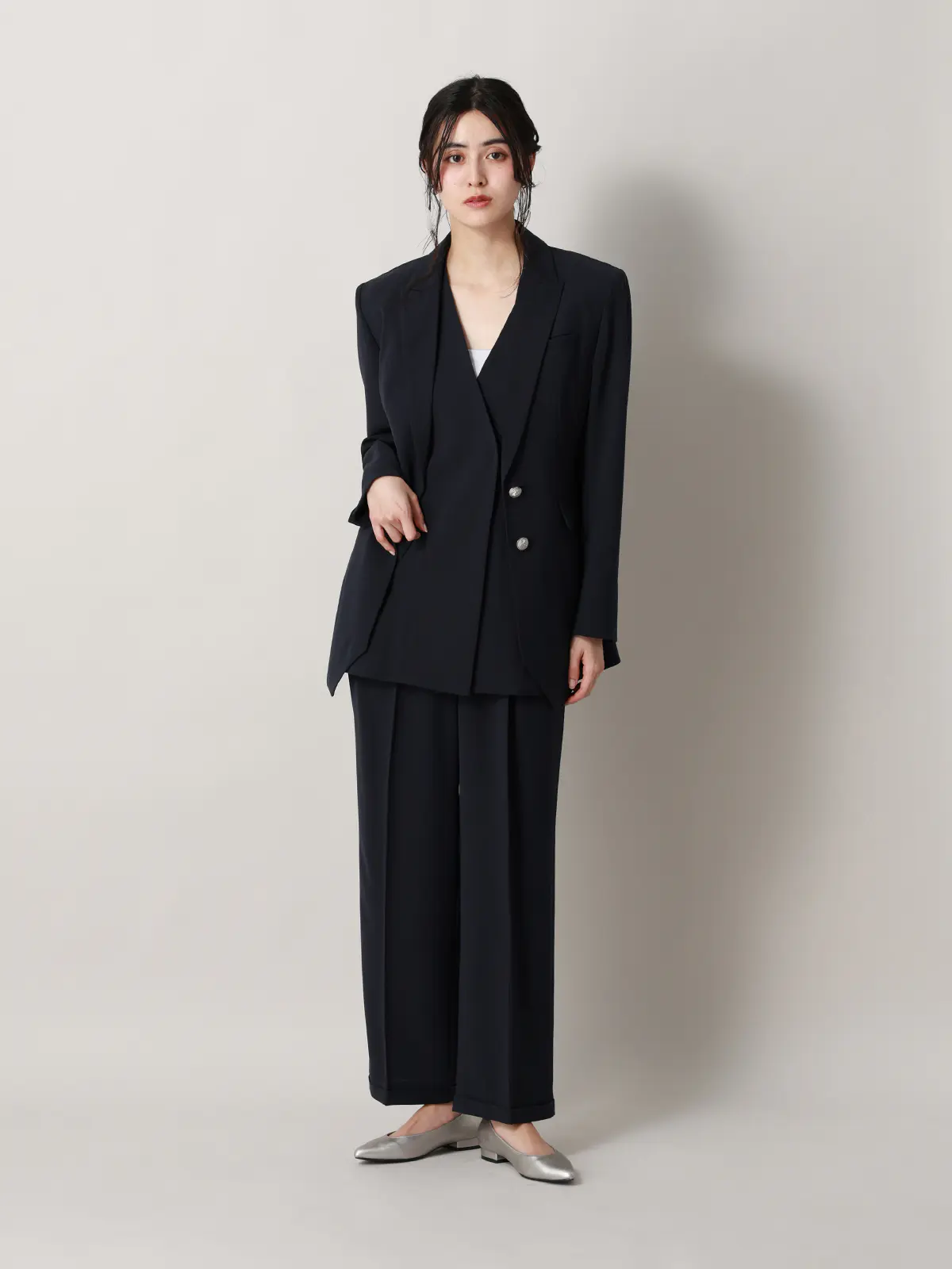 【2／23　23:59までWEB先行販売中】CIS.／ストレートパンツ／無地 ネイビー 34(5号）