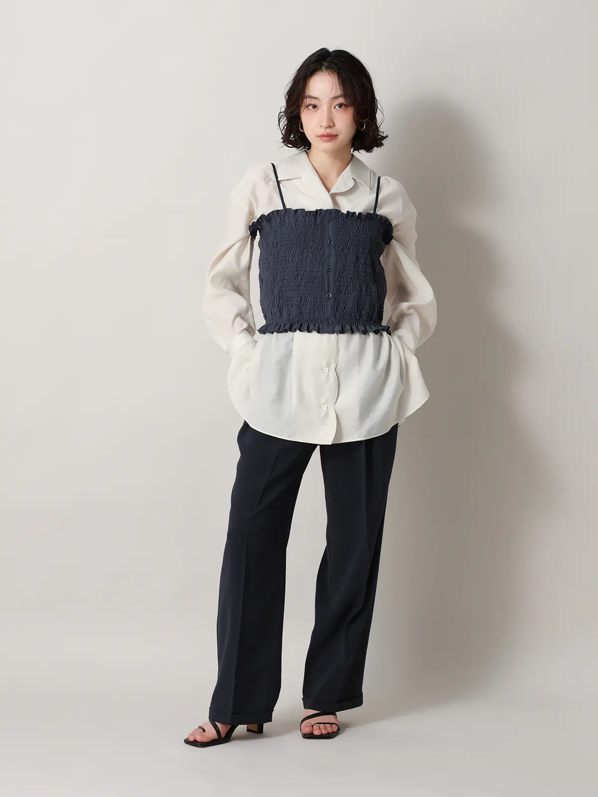 【2／23　23:59までWEB先行販売中】CIS.／ストレートパンツ／無地 ネイビー 34(5号）