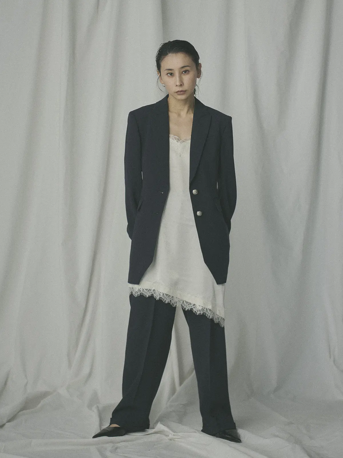 【2／23　23:59までWEB先行販売中】CIS.／ストレートパンツ／無地 ネイビー 34(5号）