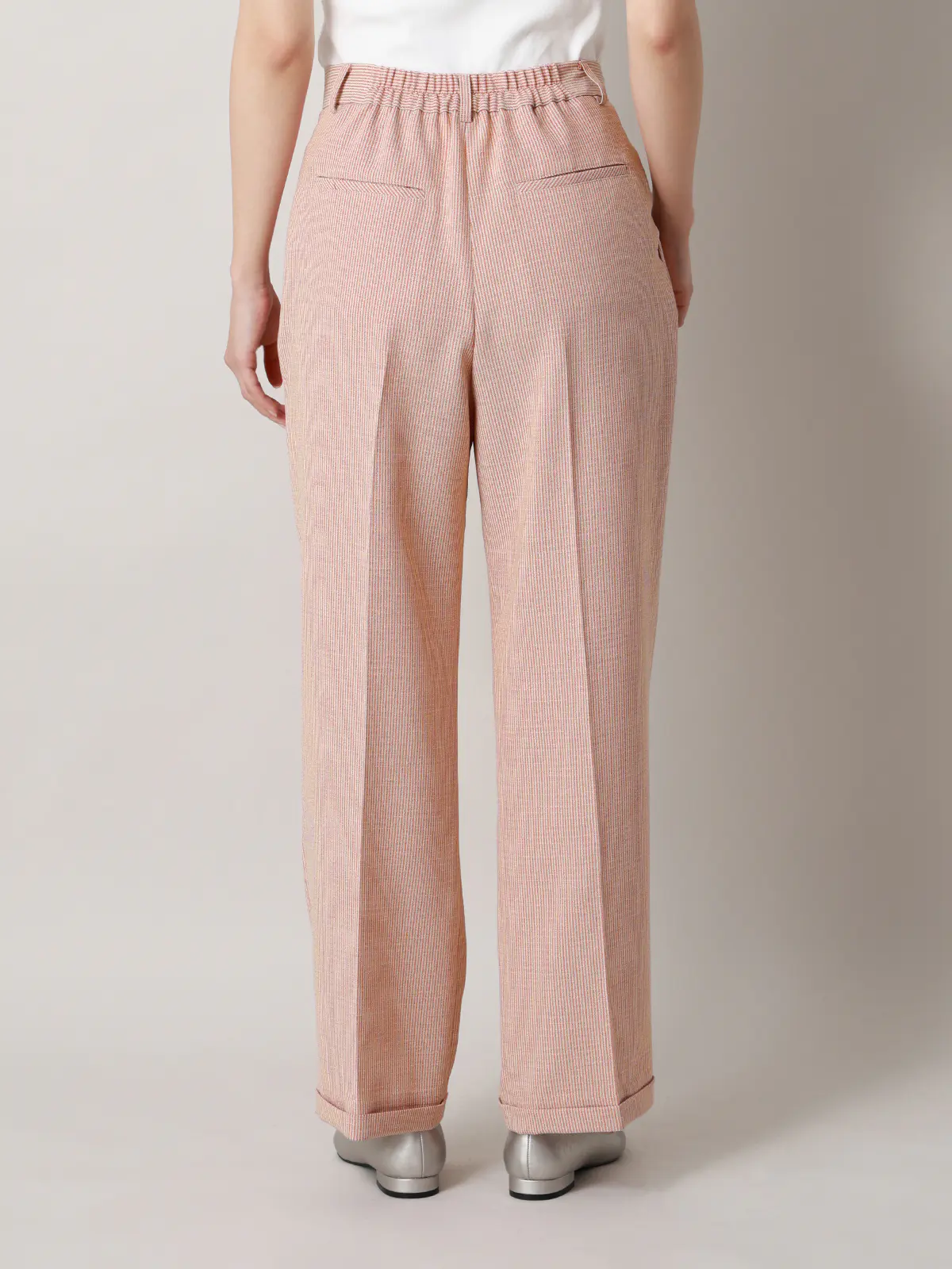 【2／23　23:59までWEB先行販売中】CIS.／ストレートパンツ／ストライプ オレンジ 34(5号）