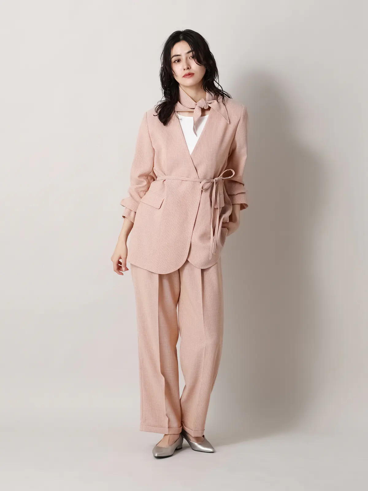 【2／23　23:59までWEB先行販売中】CIS.／ストレートパンツ／ストライプ オレンジ 34(5号）