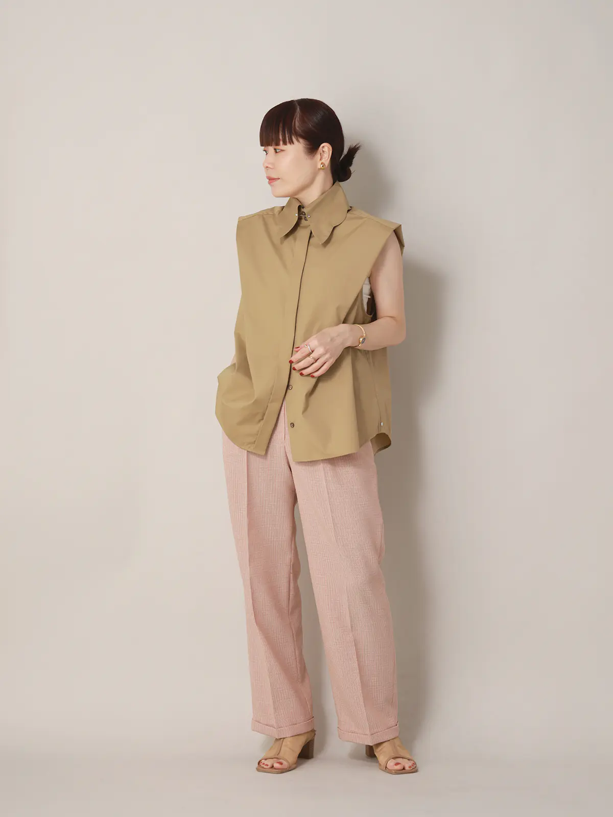 【2／23　23:59までWEB先行販売中】CIS.／ストレートパンツ／ストライプ オレンジ 34(5号）