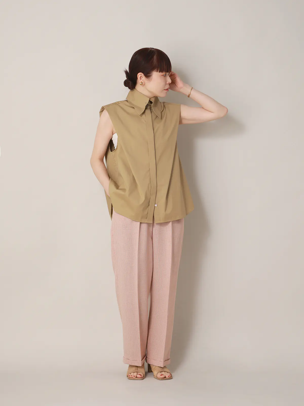 【2／23　23:59までWEB先行販売中】CIS.／ストレートパンツ／ストライプ オレンジ 34(5号）