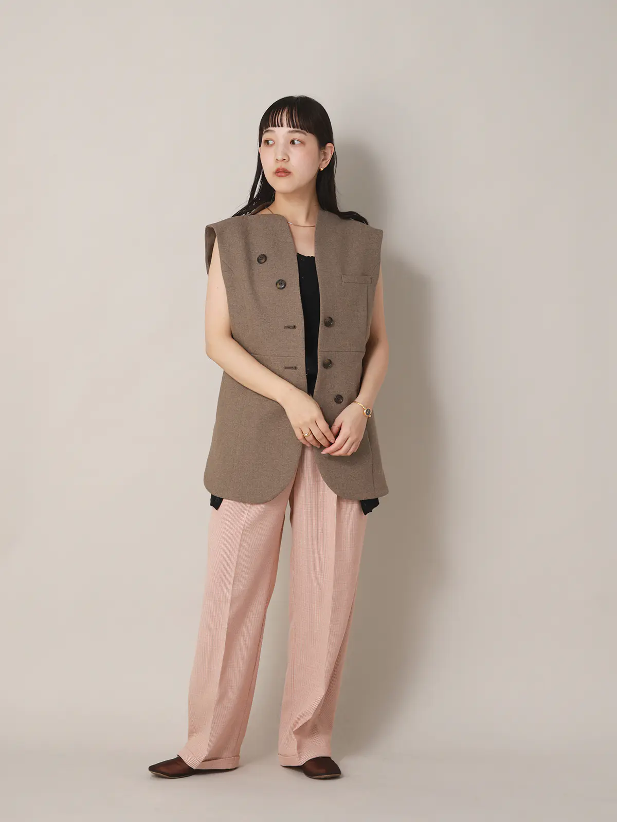 【2／23　23:59までWEB先行販売中】CIS.／ストレートパンツ／ストライプ オレンジ 34(5号）