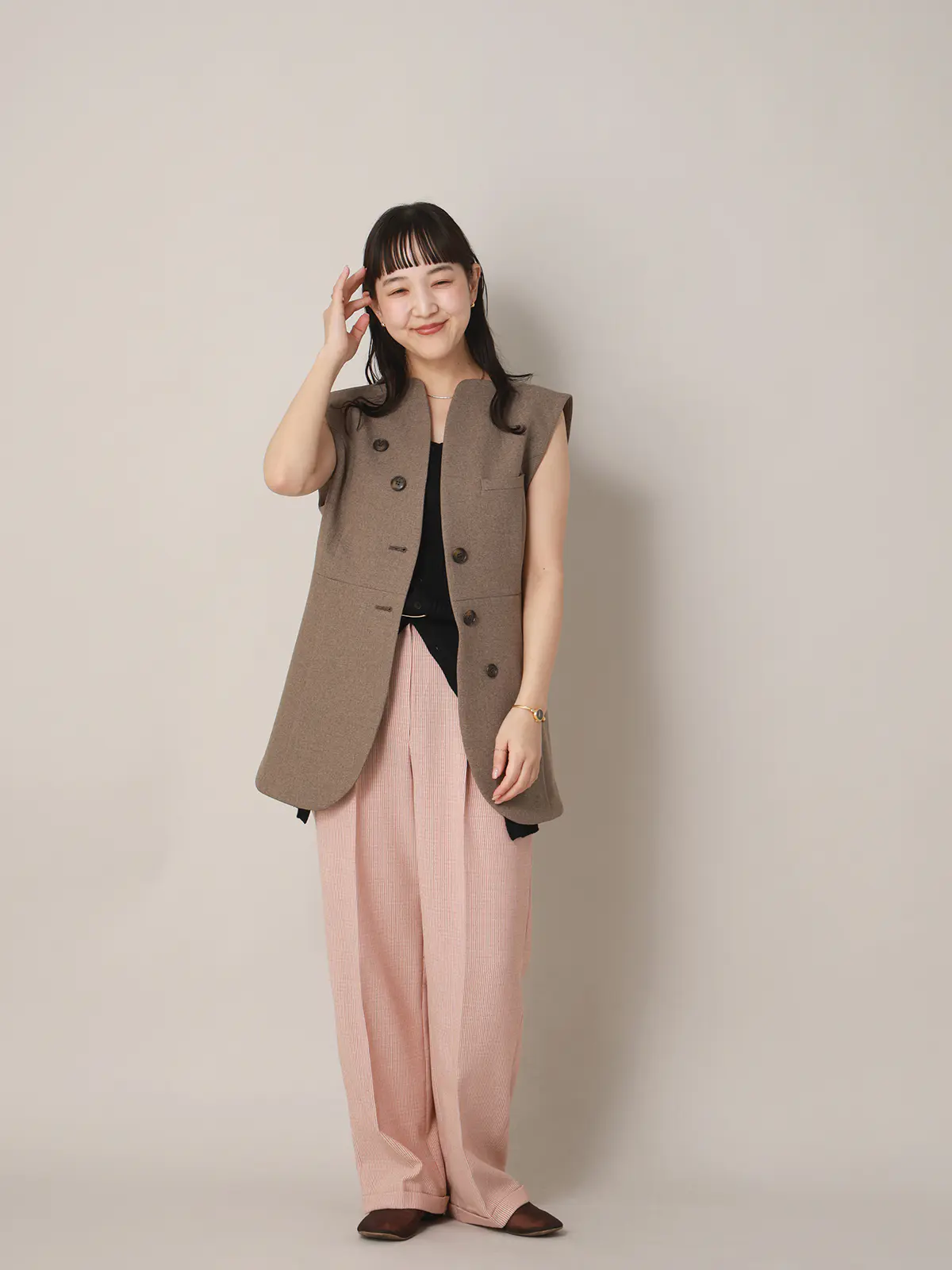 【2／23　23:59までWEB先行販売中】CIS.／ストレートパンツ／ストライプ オレンジ 34(5号）