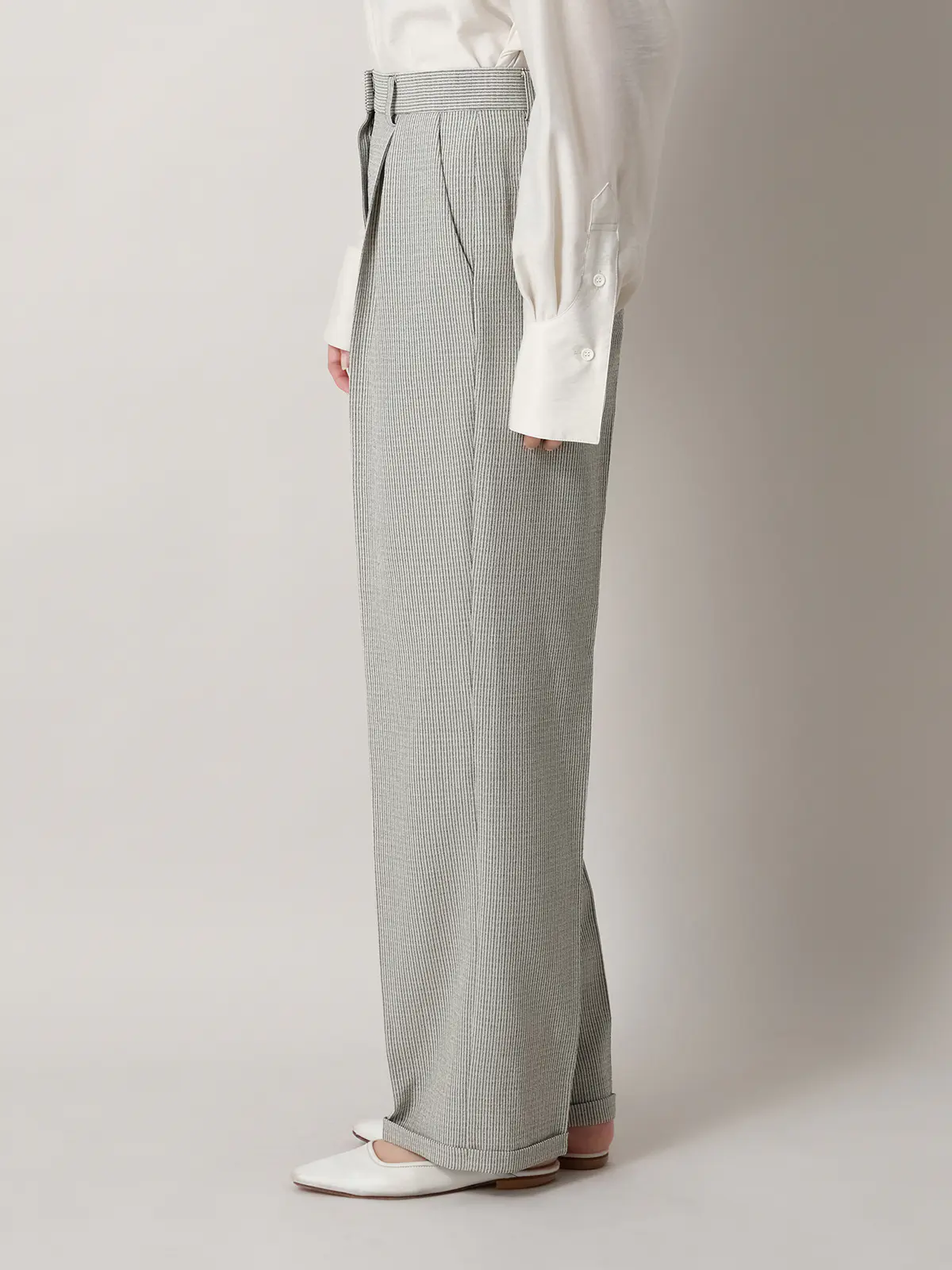 【2／23　23:59までWEB先行販売中】CIS.／ストレートパンツ／ストライプ ブラック 34(5号）