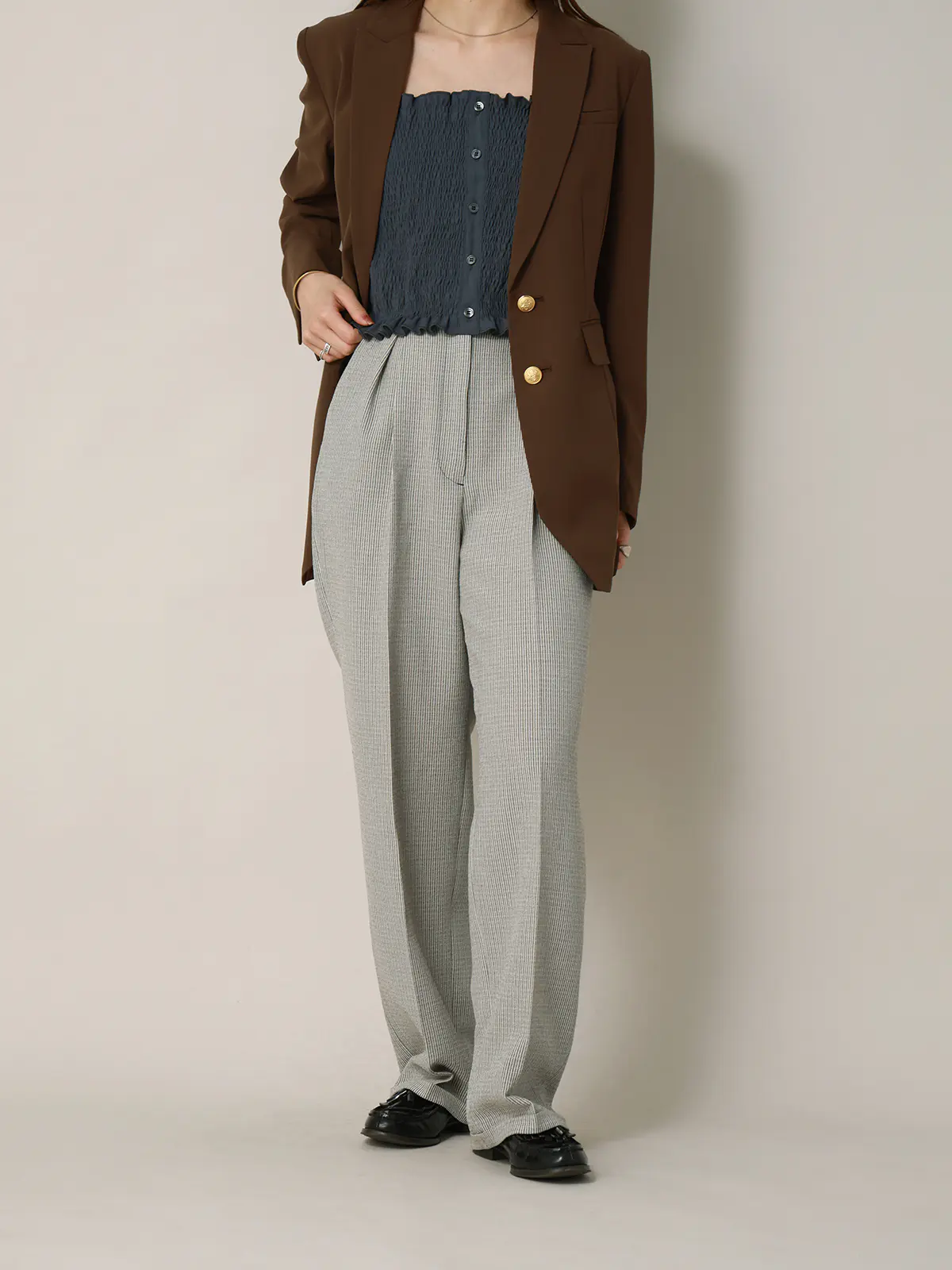 【2／23　23:59までWEB先行販売中】CIS.／ストレートパンツ／ストライプ ブラック 34(5号）