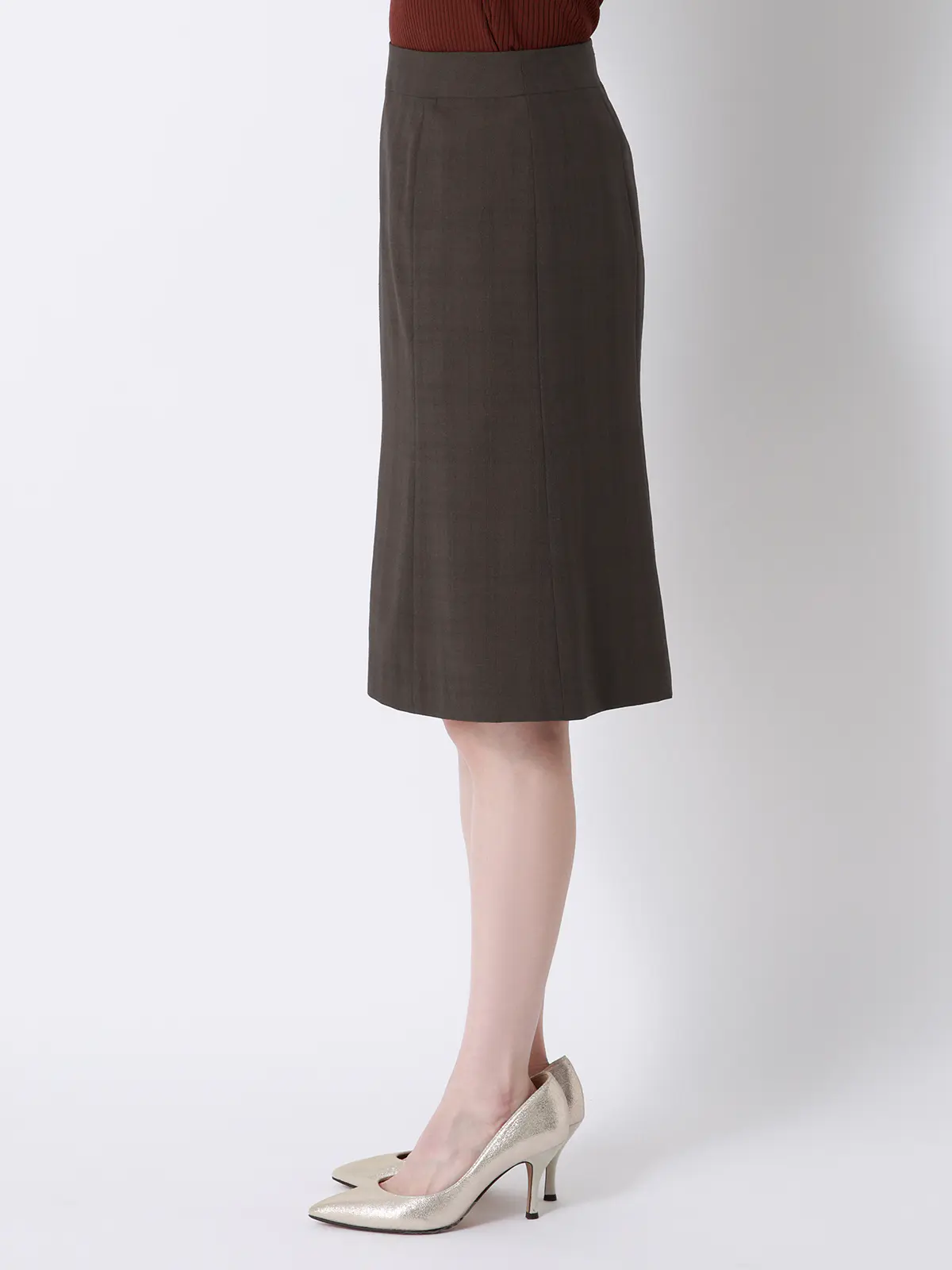 フレアスカート/ウォッシャブル/ストレッチ/ポリエステル/シャドーチェック ブラウン 36(7号)