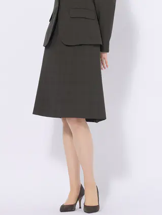 フレアスカート／ウォッシャブル／ストレッチ／ポリエステル／シャドーチェック