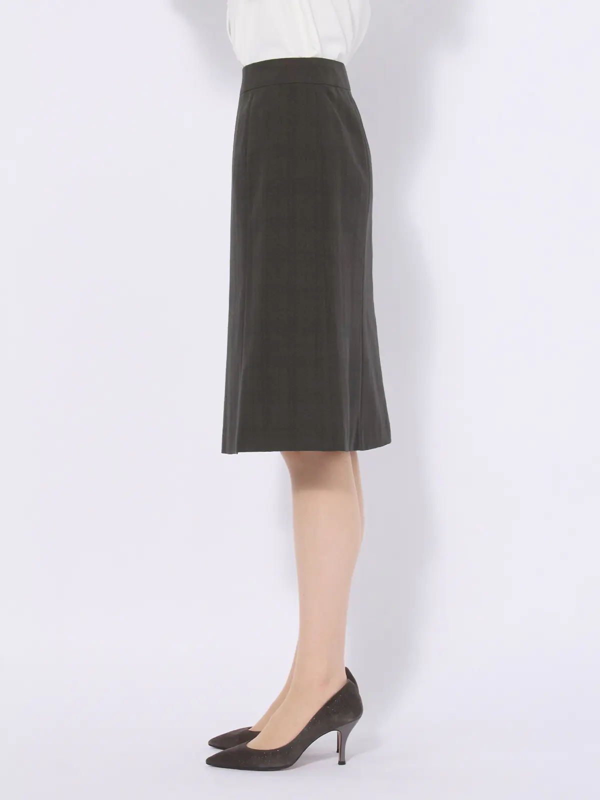 フレアスカート／ウォッシャブル／ストレッチ／ポリエステル／シャドーチェック グレー 36(7号）