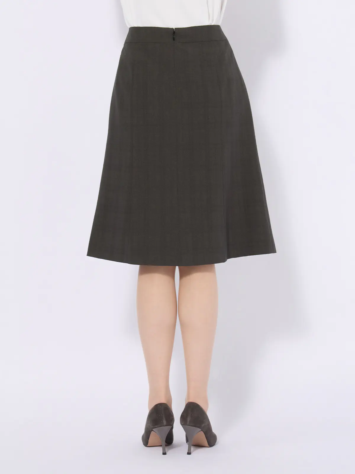 フレアスカート／ウォッシャブル／ストレッチ／ポリエステル／シャドーチェック グレー 36(7号）