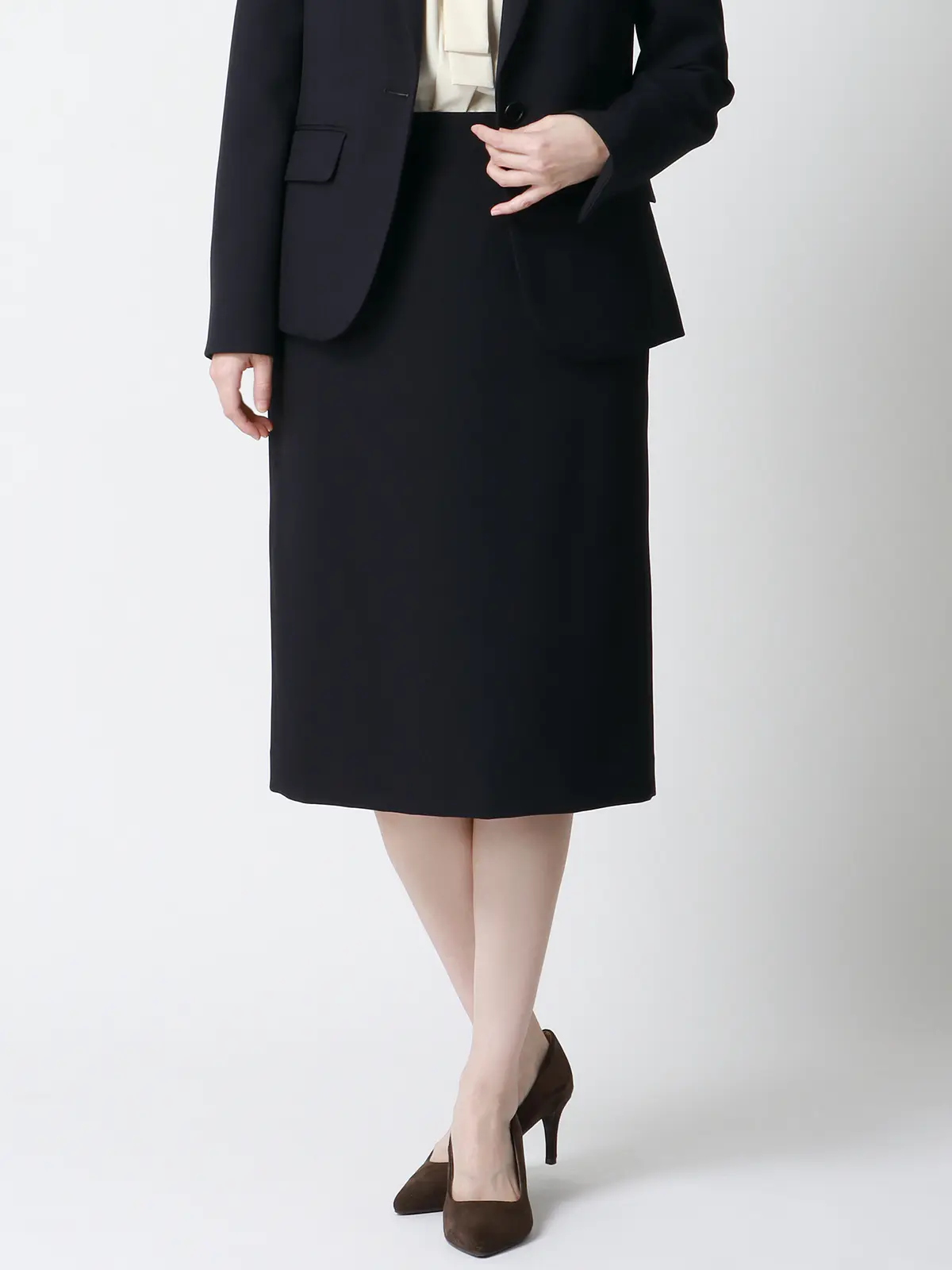 タイトスカート／ウォッシャブル／ストレッチ／ウールライクポリエステル／無地 パープル 36(7号）