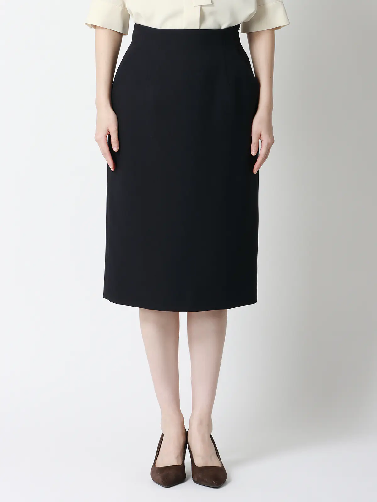 タイトスカート／ウォッシャブル／ストレッチ／ウールライクポリエステル／無地 パープル 36(7号）