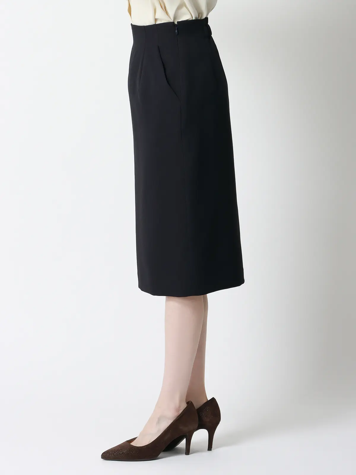 タイトスカート／ウォッシャブル／ストレッチ／ウールライクポリエステル／無地 パープル 36(7号）