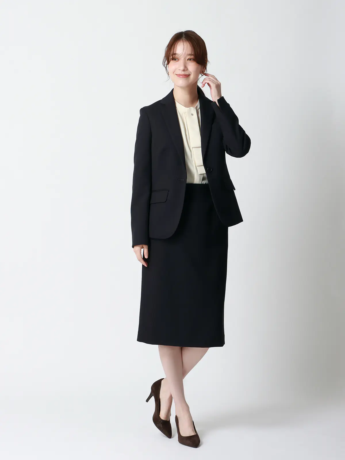 タイトスカート／ウォッシャブル／ストレッチ／ウールライクポリエステル／無地 パープル 36(7号）