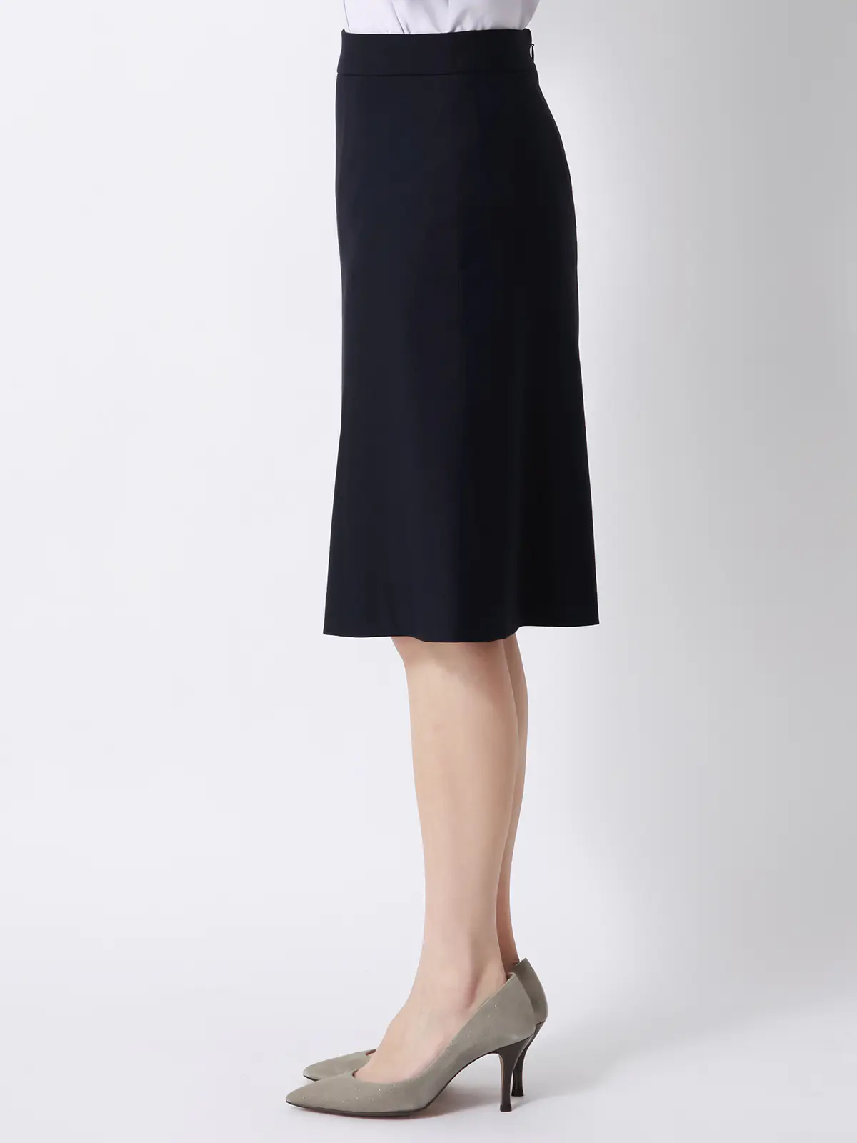 フレアスカート／ウォッシャブル／ストレッチ／ウールライクTRツイル／無地 ネイビー 36(7号）