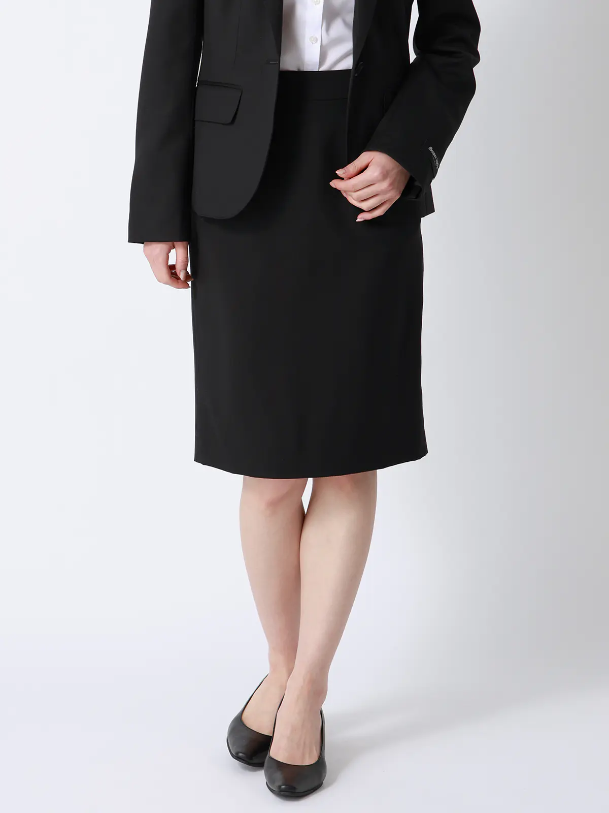 タイトスカート／SUPER100'sウール／無地 ブラック 36(7号）