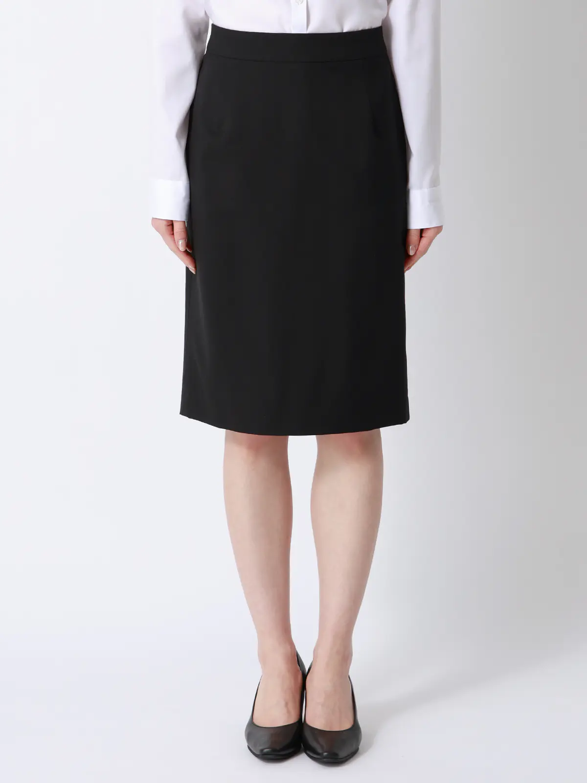 タイトスカート／SUPER100'sウール／無地 ブラック 36(7号）
