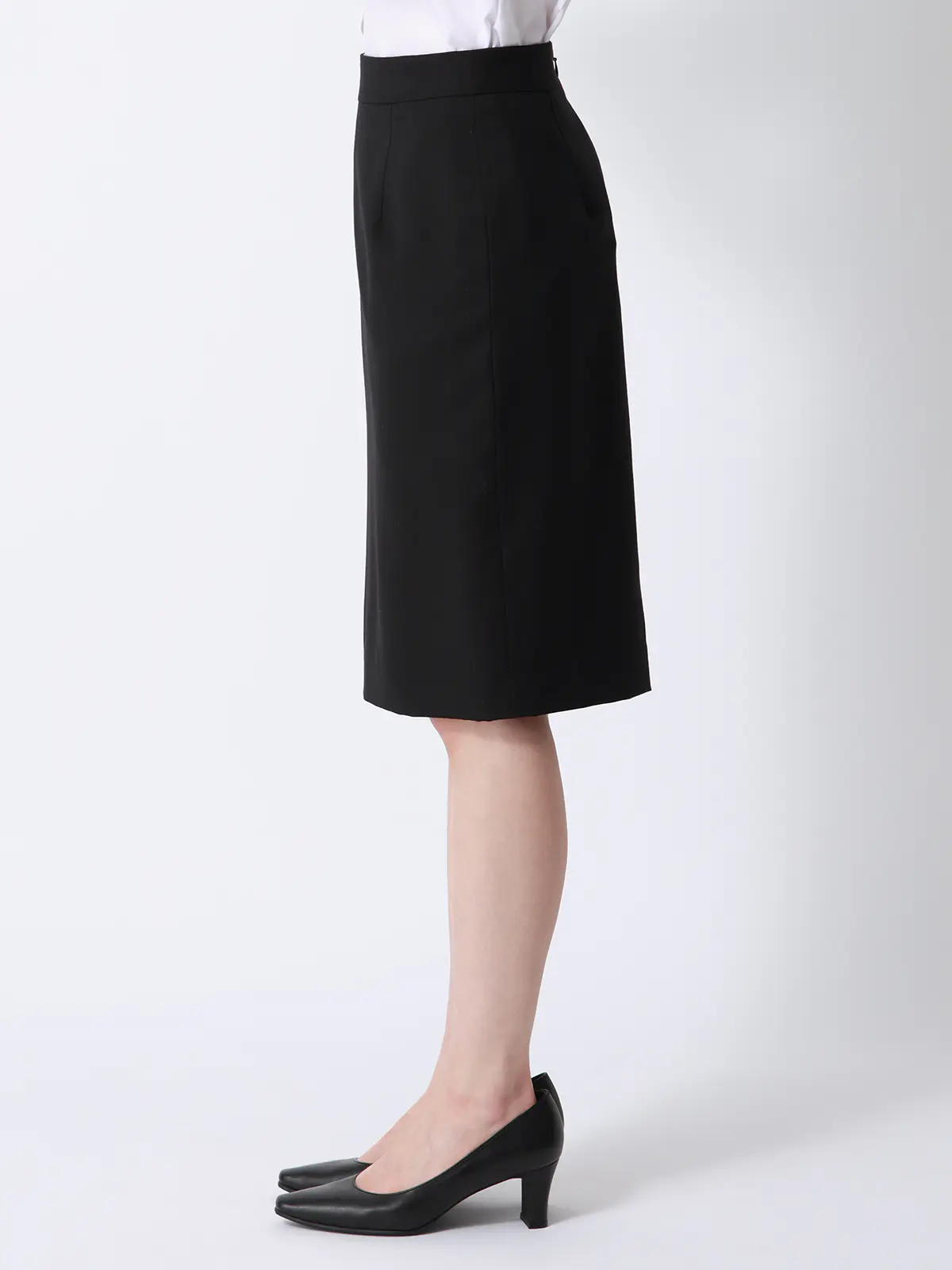 タイトスカート／SUPER100'sウール／無地 ブラック 36(7号）