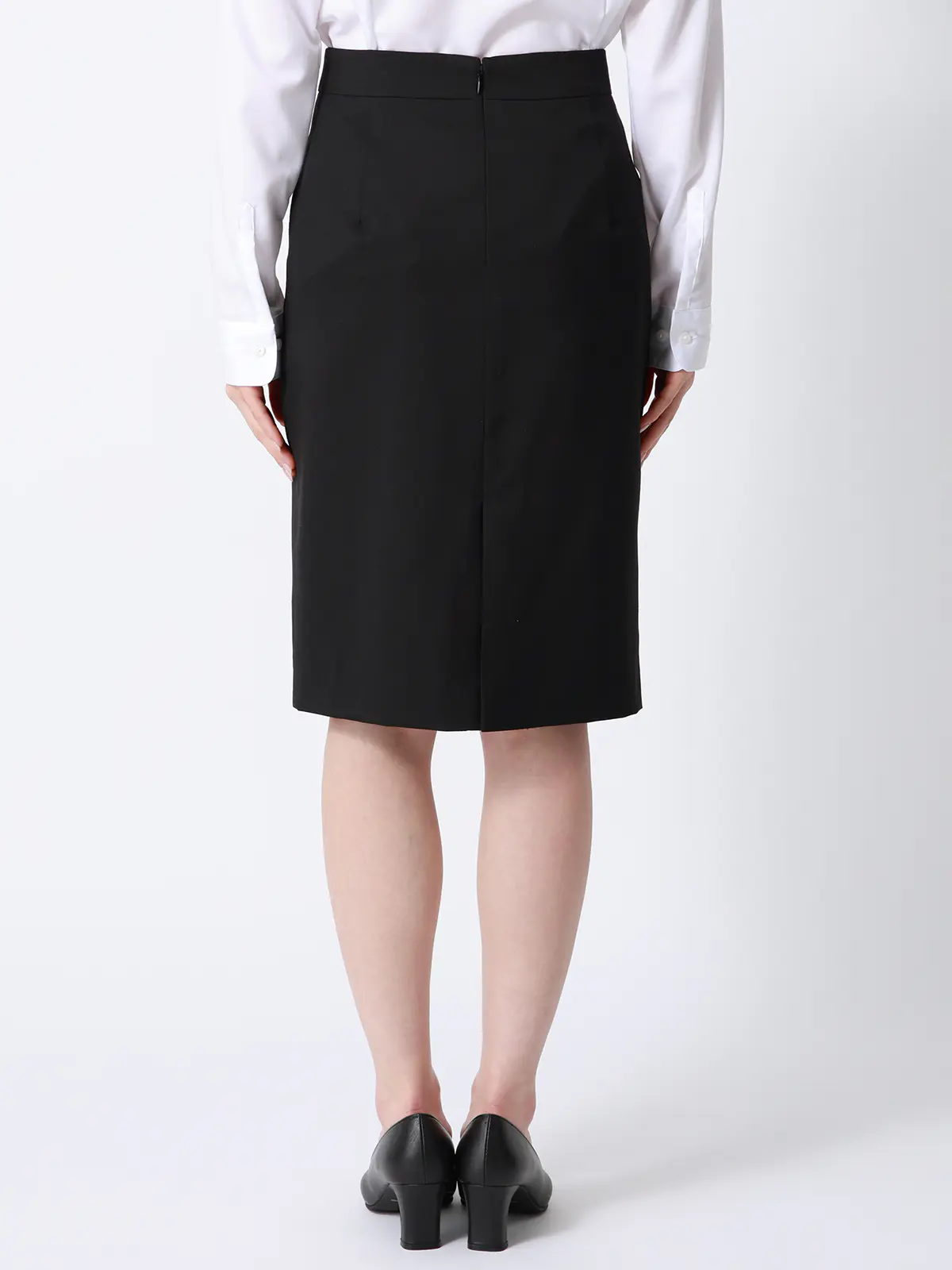 タイトスカート／SUPER100'sウール／無地 ブラック 36(7号）