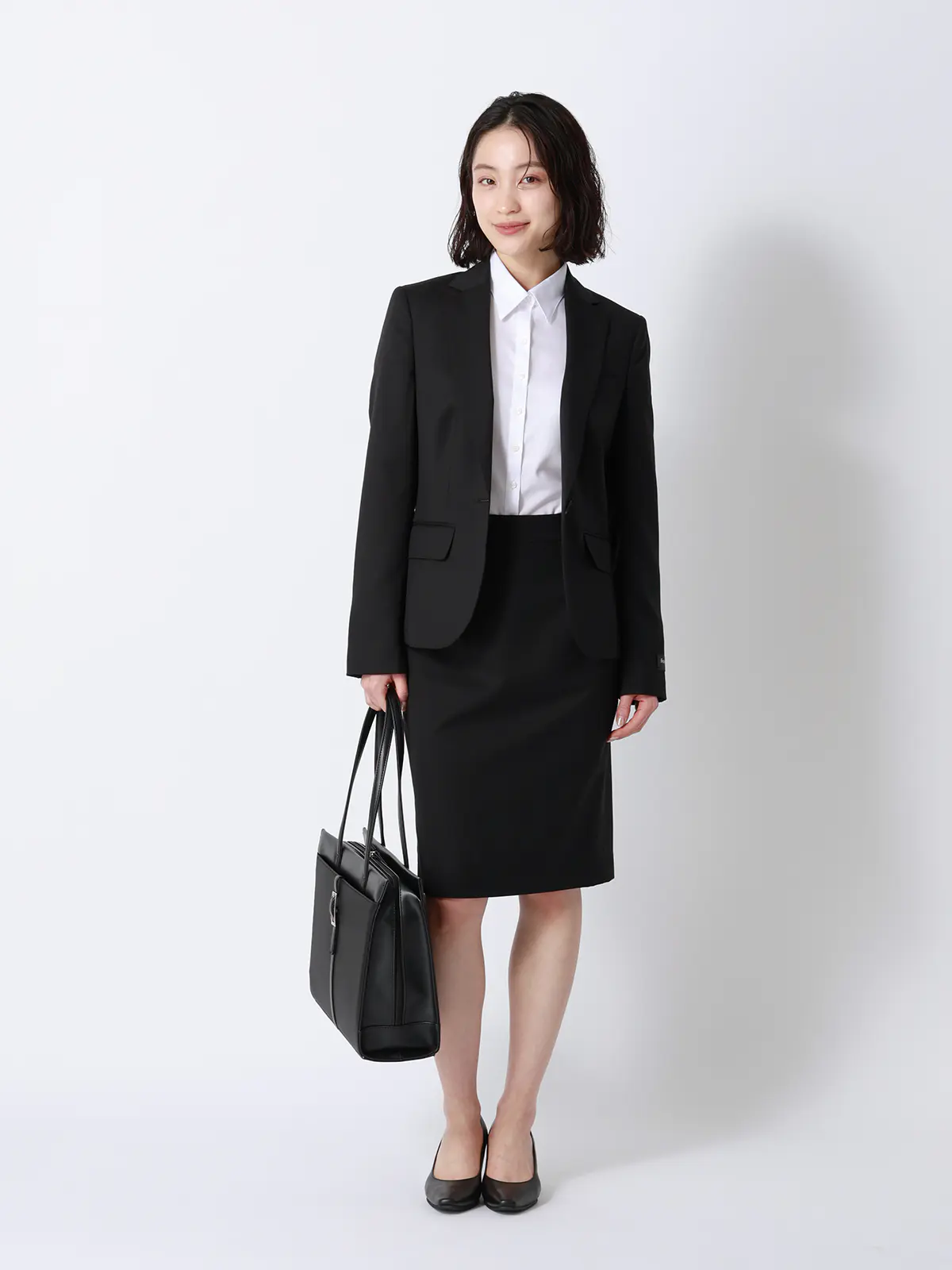 タイトスカート／SUPER100'sウール／無地 ブラック 36(7号）