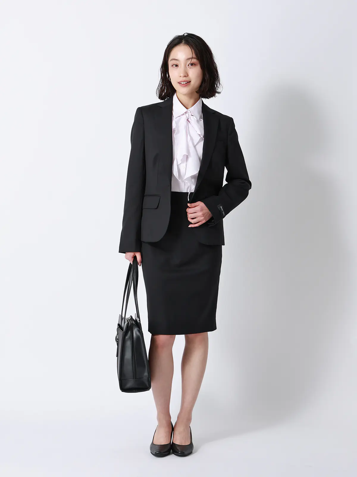 タイトスカート／SUPER100'sウール／無地 ブラック 36(7号）